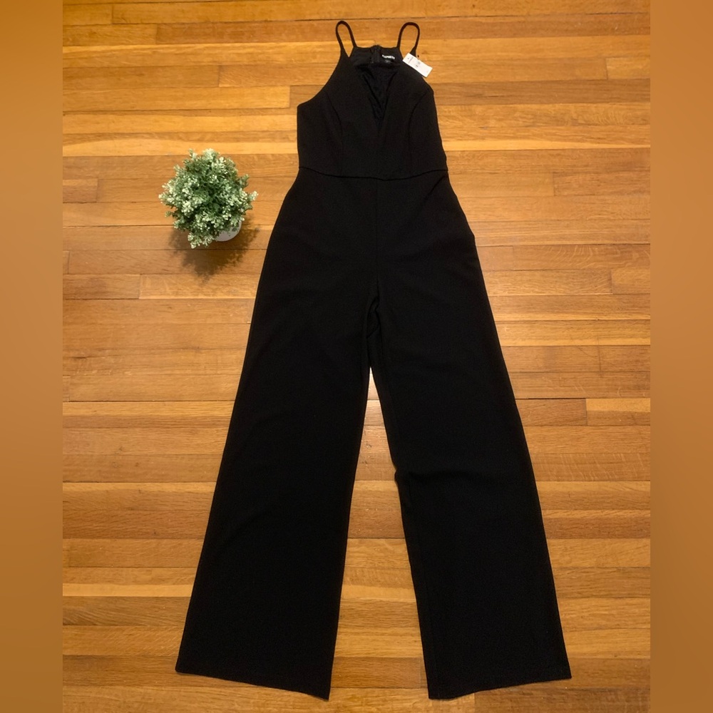 EXPRESS Mesh Piece Wide Leg Jumpsuit